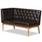 Baxton Studio Riordan Mid-Century Dark Brown Faux Leather and Walnut Brown Wood 2-PC Dining Nook Banquette Set 186-11358-Zoro - alternate 4